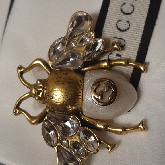GUCCI VINTAGE SCARAB ZIRCON BROOCH RARE - Picture 2 of 6